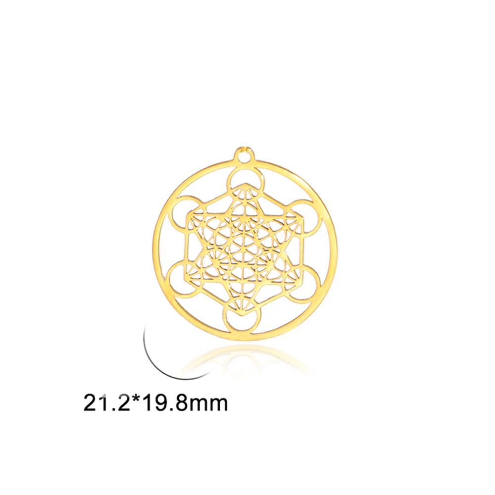 Sacred Geometry Archangel Metatron Cube Stainless Steel Charm Pendants
