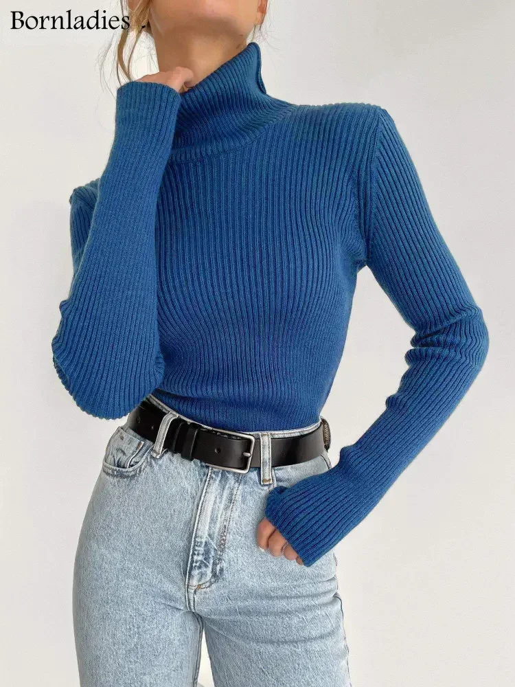 Bornladies Basic Turtleneck Women Sweaters Autumn Winter Tops Slim Women Pullover Knitted Sweater Jumper Soft Warm Pull image_1