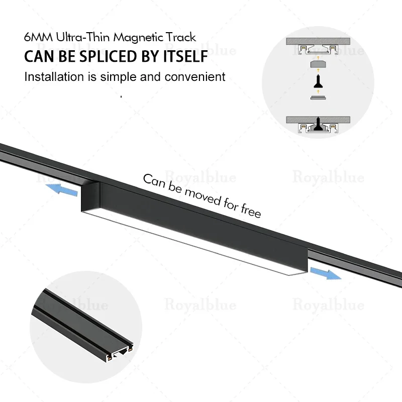 Ultra Thin Magnetic Led Track Light DC48v Flexible Fixture Ceiling Surface Mounted Led System Ceiling Lamp Rail Spotlight Home 3