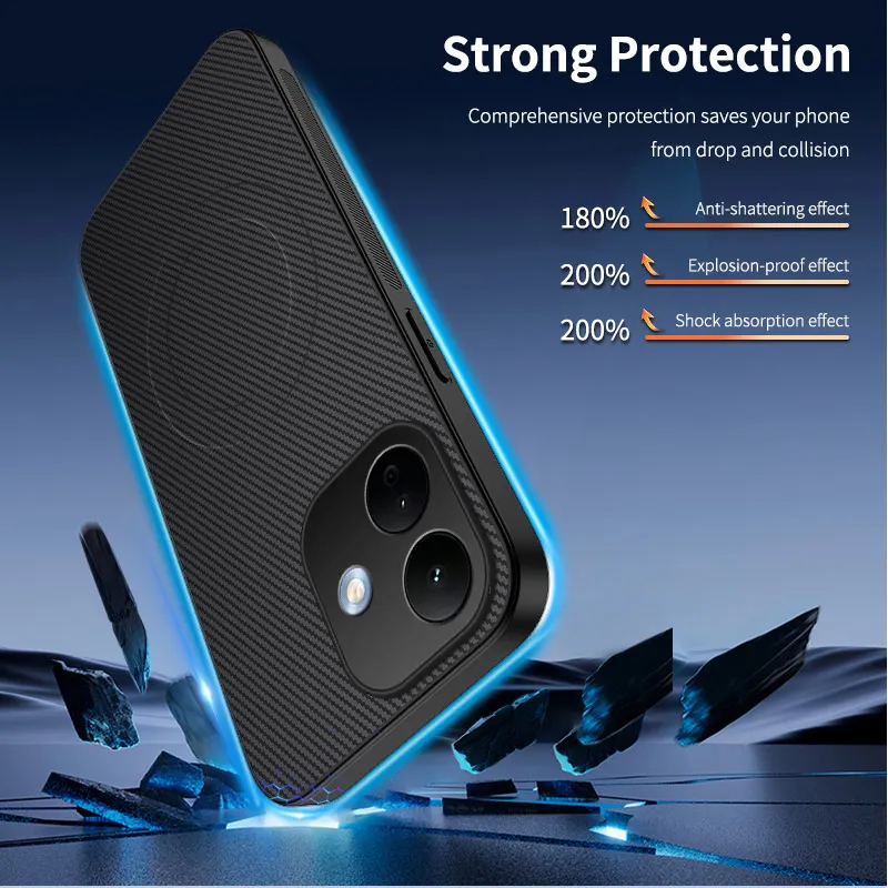 Deluxe Carbon Fiber Textured Frosted Magnetic Phone Case