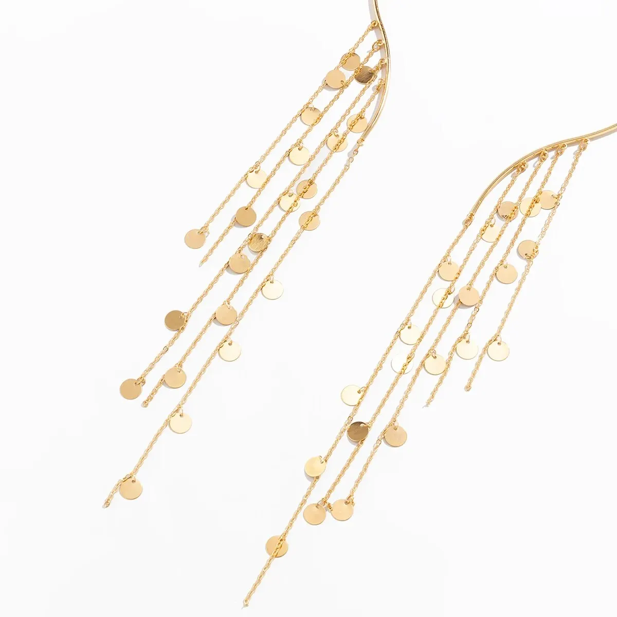 S871fe37f2ce54d898c93ce86e3e6a071N Sexy Goth Long Tassel Sequin Imitation Pearl Pendant Open Torques Choker Necklace for Women Vintage Chest Chain Wed Accessories Mallzona