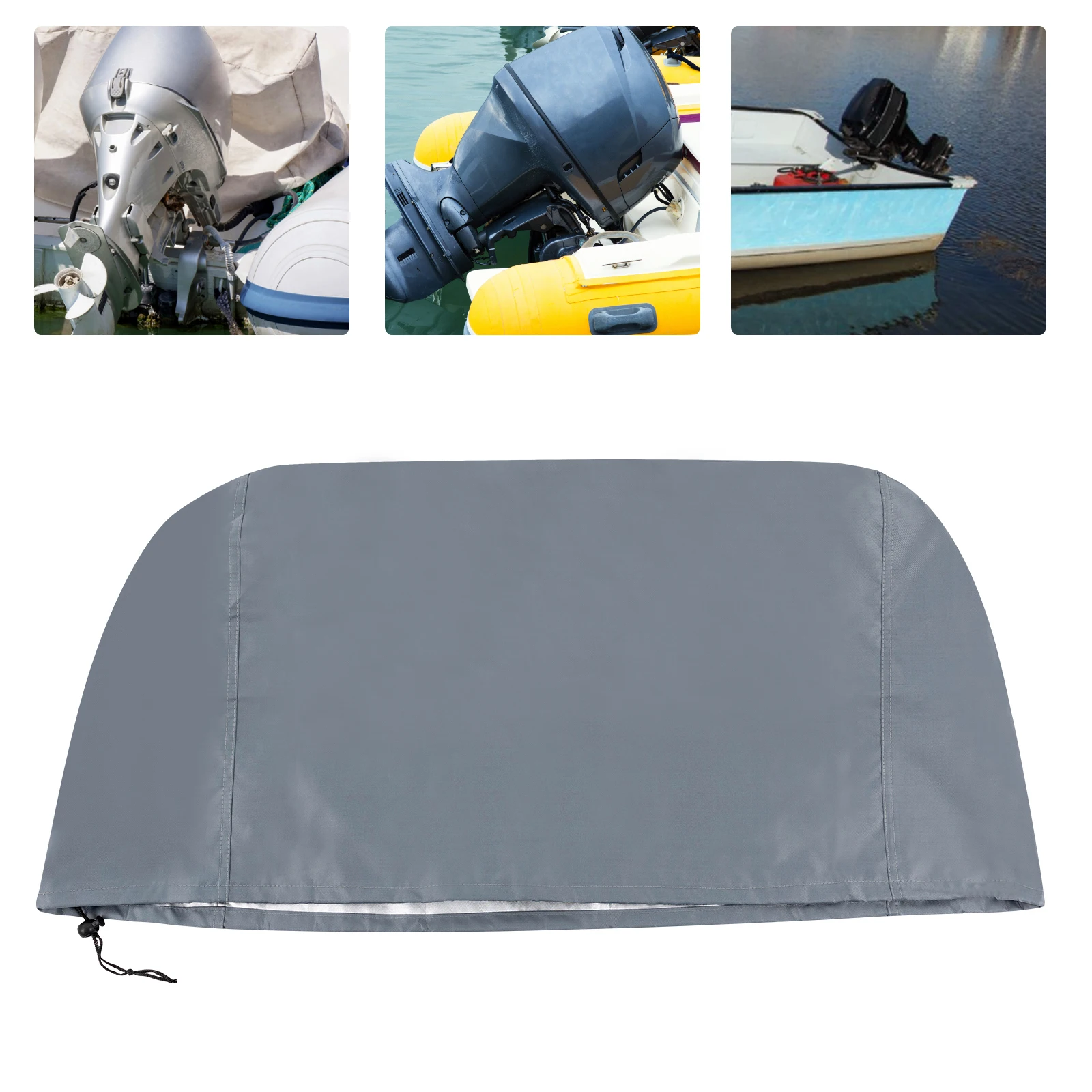 Außenbordmotorabdeckung 420D Heavy Duty wasserdichte Bootsmotorabdeckung Bootsmotorhaubenabdeckungen für Motor bis zu 15–20 PS – Detail 11