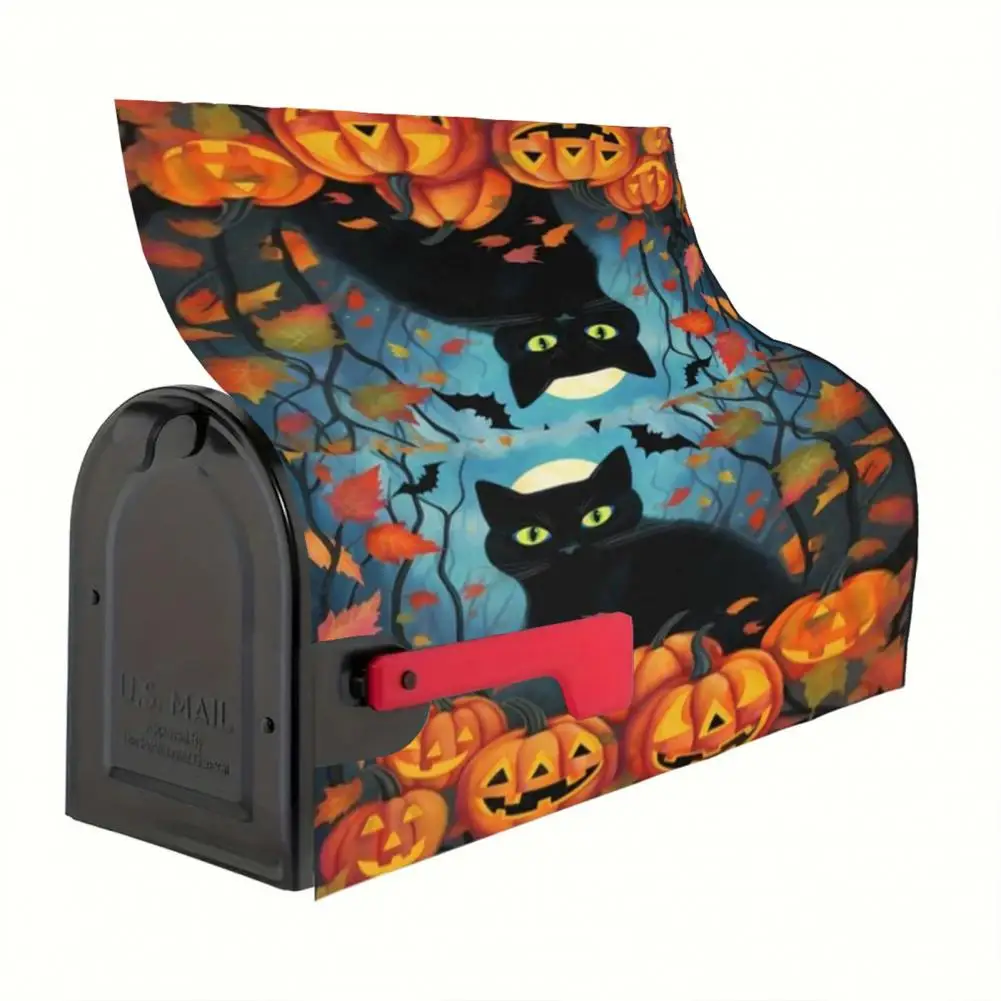 Halloween Mailbox Cover Scary Pumpkin Magnetic Mailbox Wrap Gothic Sleeve Garden Yard Mail Box Decoration Home Decor