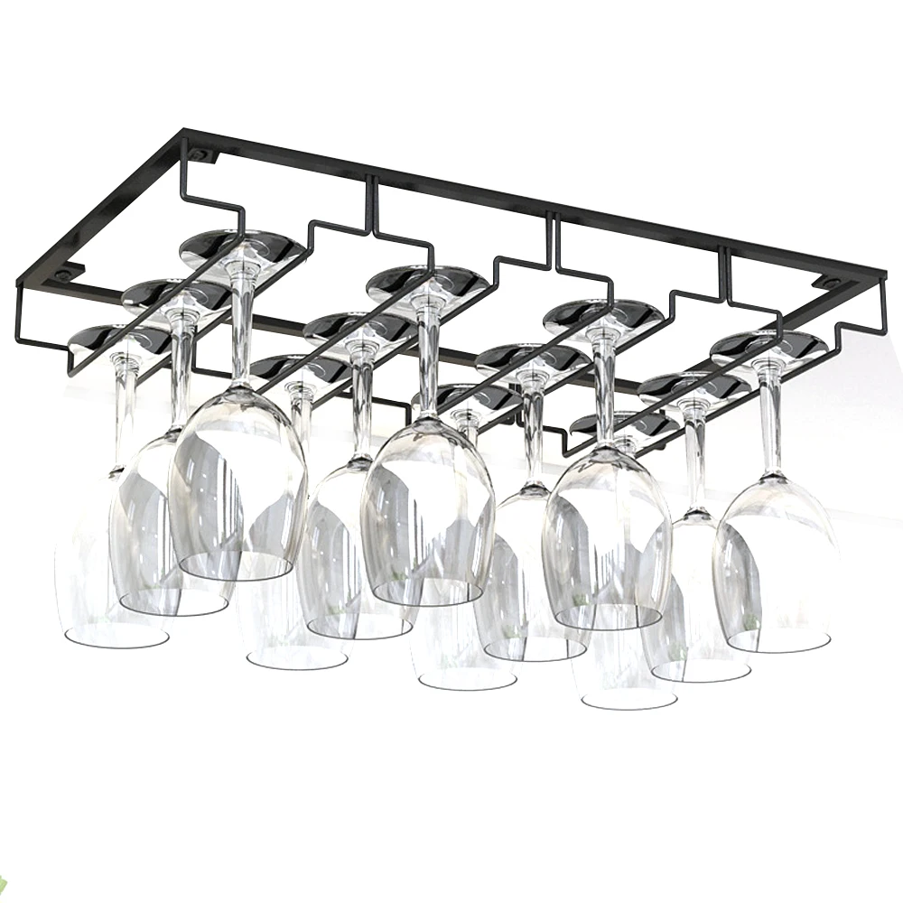 Glass Goblet Iron Rack Iron Wine Rack Glass Holder Under Cabinet Stemware Stand Hanging Shelf Bar Tool