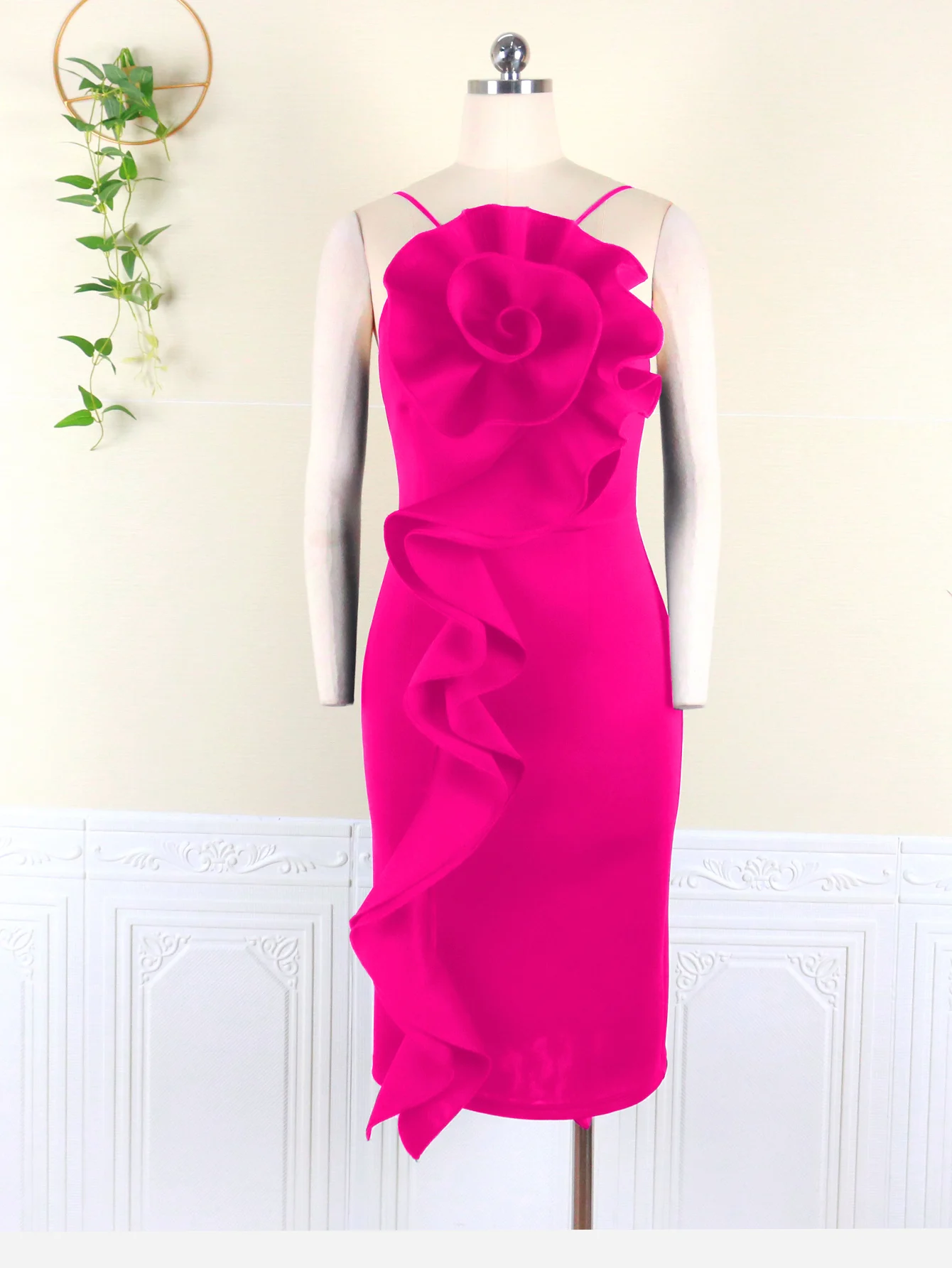 Ladies Bodycon Dress Ruffled Slim Fashion Tight Dresses Stylish