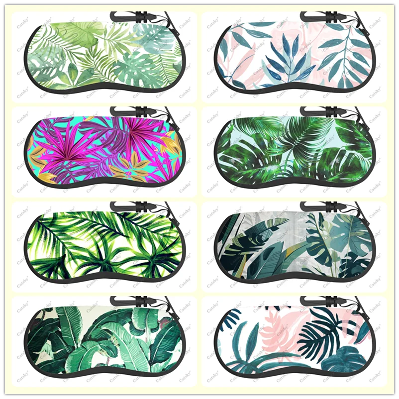 

banana leaf plant Glasses Case Printed Travel Zipper Sunglasses Bag Pattern Classic Men's and Women's Storage Glasses Bag