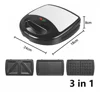 220V 750W 3 In 1 Household Sandwich Machine Multifunctional Waffle Machine Heating Cake Pan Steak Machine Panini Breakfast 1