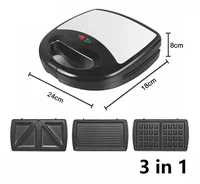 220V 750W 3 In 1 Household Sandwich Machine Multifunctional Waffle Machine Heating Cake Pan Steak Machine Panini Breakfast 1