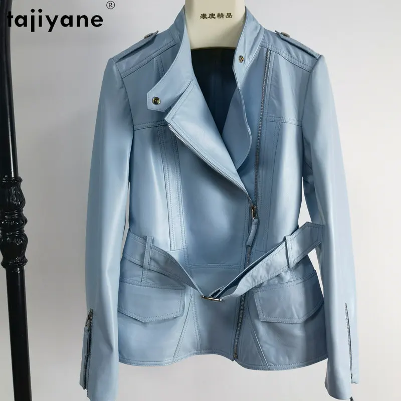 

Tajiyane Genuine Sheepskin Leather Jacket Women Slim Lapel Leather Jackets Korean Fashion Real Leather Coat Woman Biker Clothing