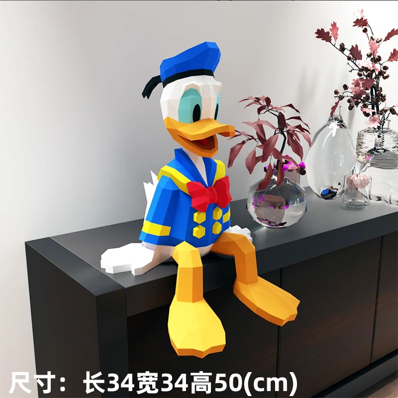 Mickey Mouse Donald Duck Paper Model Anime Figures Snoopy Stitch Winnie Hello Kitty Papercraft 3D DIY Handmade Toy MINISO Disney