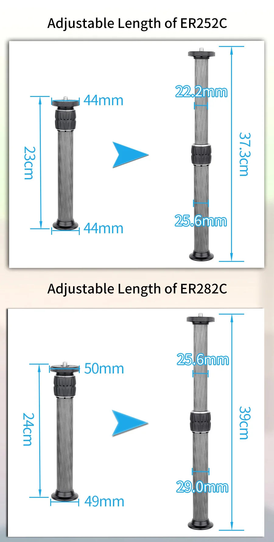 Description Picture 6 of itemINNOREL Universal 10 Layers Carbon Fiber Tripod Center Column Extension Pole Extender for Tripod Monopod DSLR Camera