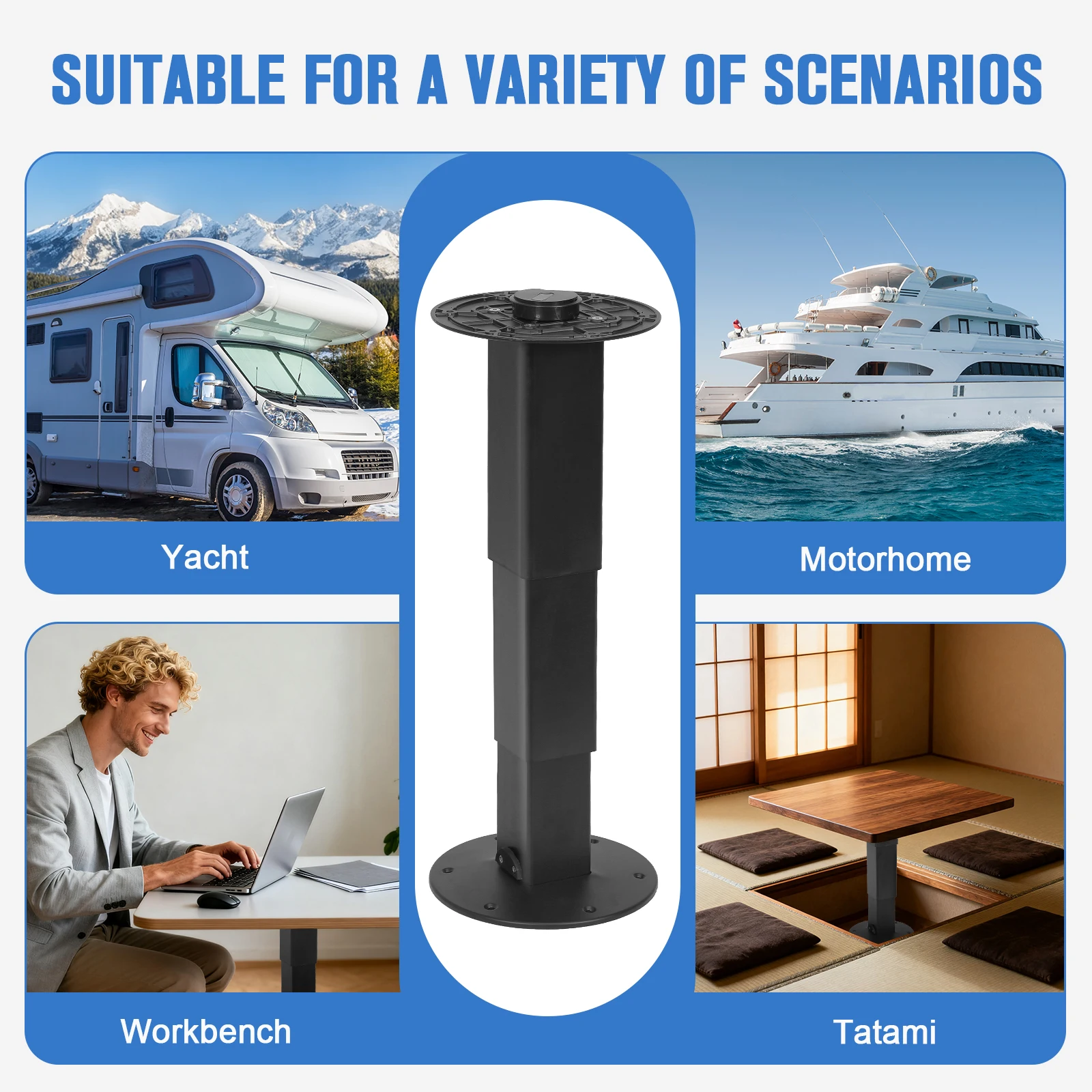 Heavy Duty RV Table Pedestal Stand with Gas Lift Versatile Table Pedestal Aluminum Alloy Lift Up Table Base for RV Boat Caravan