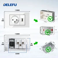 DELEFU White Tempered Glass Israel USB Type C Fast Charging Wall Socket Light Tuya Wifi Smart Switch Sat TV Tel Doorbell Curtain - Image 2