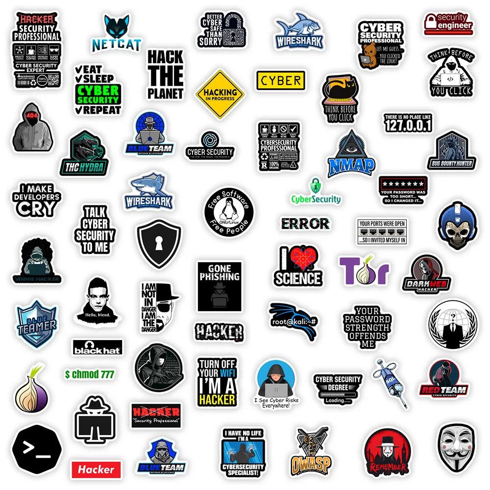 Cybersecurity Stickers for Laptop Phone Bottles