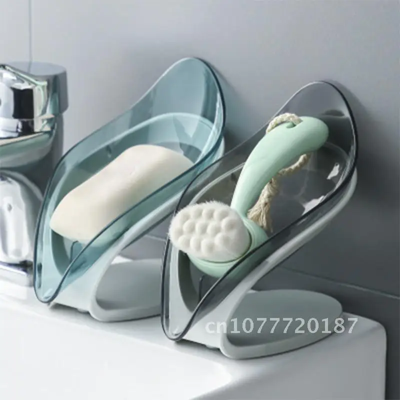 

Soap Dish Leaf Shape Holder Bathroom Kitchen Sponge Soap Box Storage Non-slip Drain Soap Case Container Bathroom Accessorie