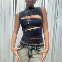 Women's Sleeveless Round Neck Vest Summer Solid Color Hollow Slim Vest Top Fashion Sexy Streetwear Women's Slim Vest Top 2024 - Image 5