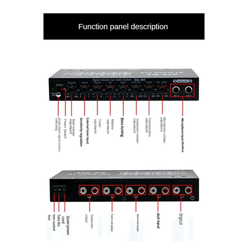 3X EQ-819 Car Equalizer Multifunctional Car Audio EQ Tuning Crossover Amplifier Parametric Equalizer Audio