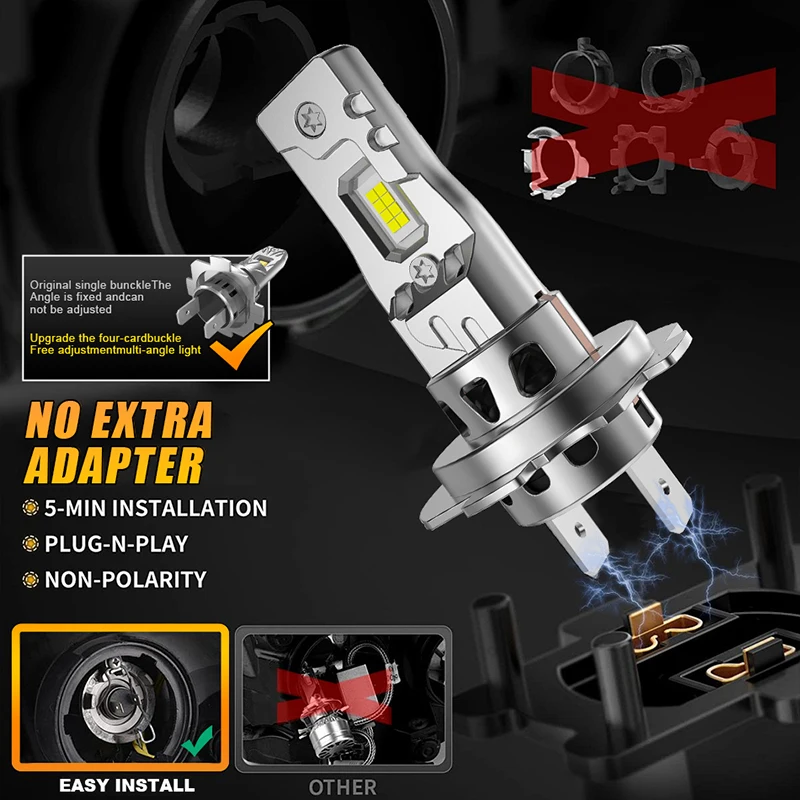 LED Headlights 2Pc 3000W High Power H7 H4 LED Bulb Turbo Headlight 6500K 3000000LM 12V 24V CSP Powerful Best H4 LED Diode approved H7 Mini Lamp