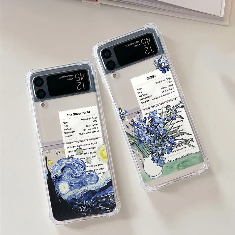 Custodia Per Samsung Galaxy Z Flip5 Zflip Z Flip 4 Z Flip 3 5G Zflip3 Clear Soft Air Cover Van Gogh Girasoli The Starry Night Art