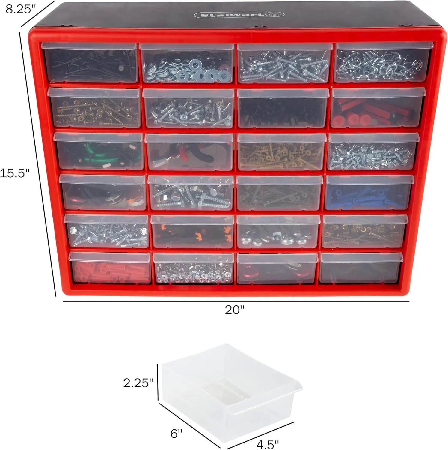 39-Drawer Plastic Storage Organizer Desktop Wall-Mounted Craft Classroom Bead Tool Red 3