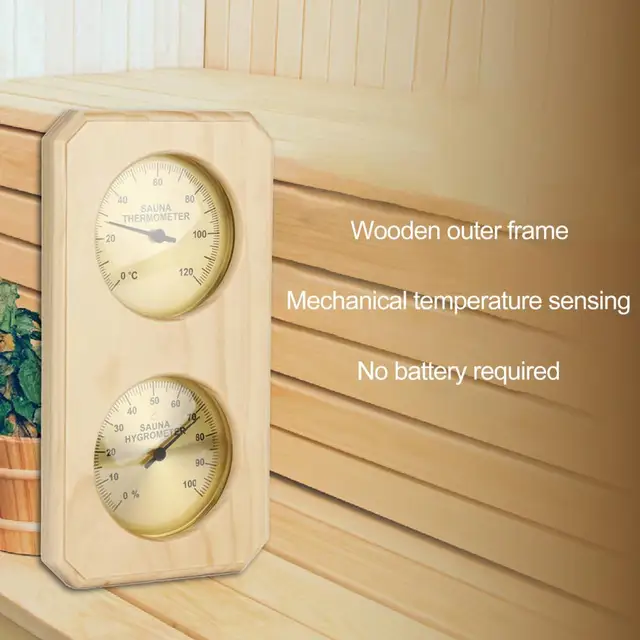 Szauna Hőmérő Nagy Pontos Beltéri Hőmérséklet-Ellenőrző Fal Lógása 2-In-1 Higrométer - Image 2