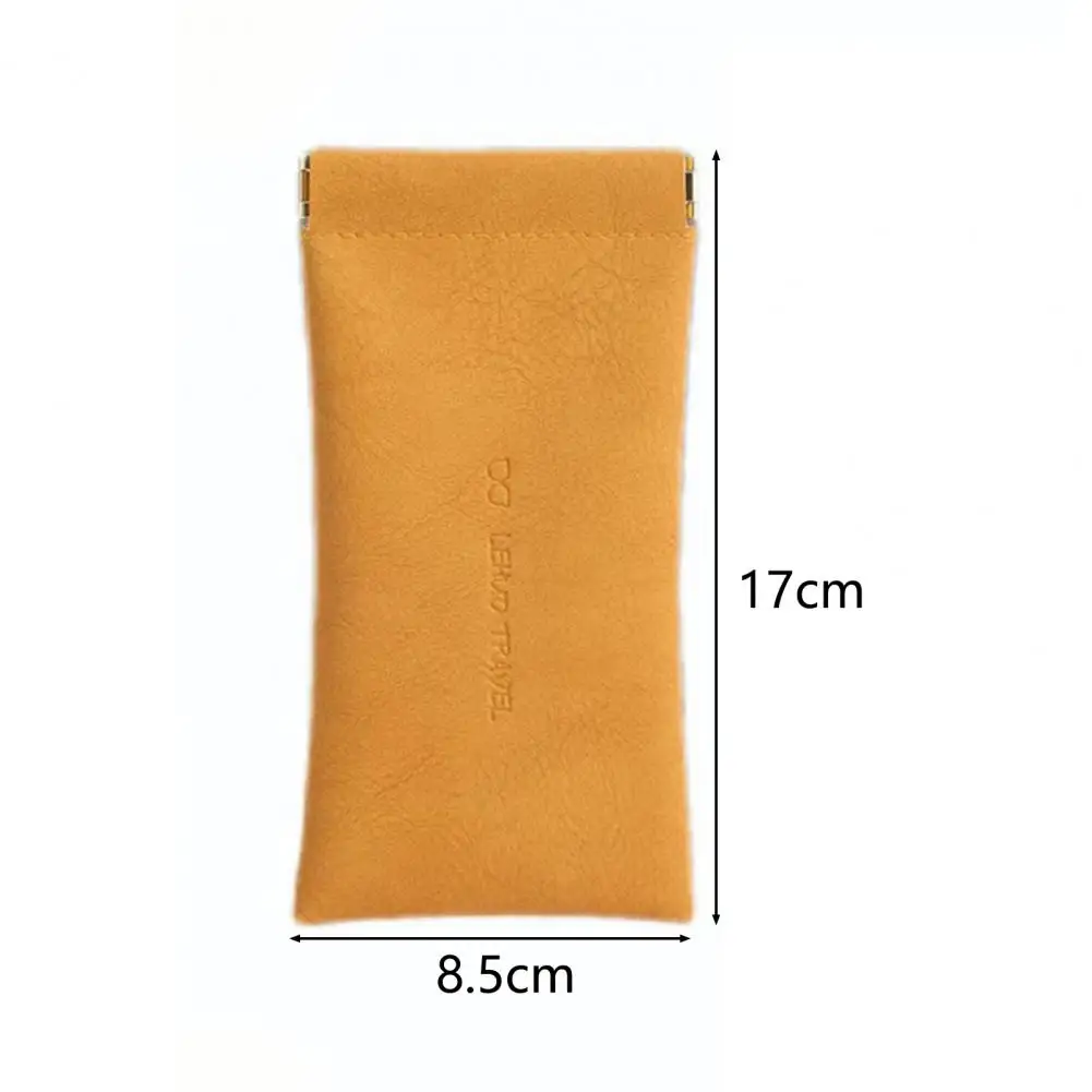 Soft Leather Storage Pouch Automatic Closing Eyewear Storage Bag Built-in Fluff Sun Glasses Pouch Faux Leather Glasses Bag