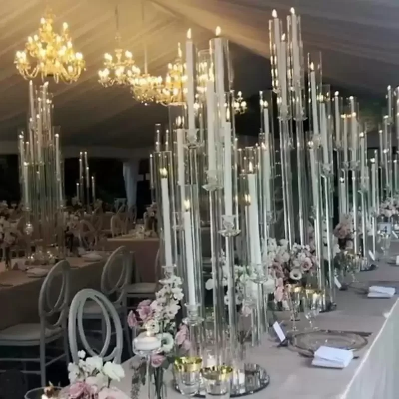 12pcs Wedding Decoration Centerpiece Candelabra Clear Candle Holder