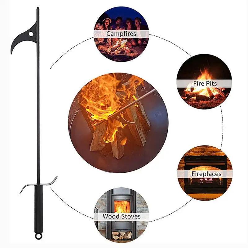 

40inches Fire place Pokker Fire Pokker For Fire Pit Solid Black Steel Fireplace Pokker Portable Outdoor Detachable Fire