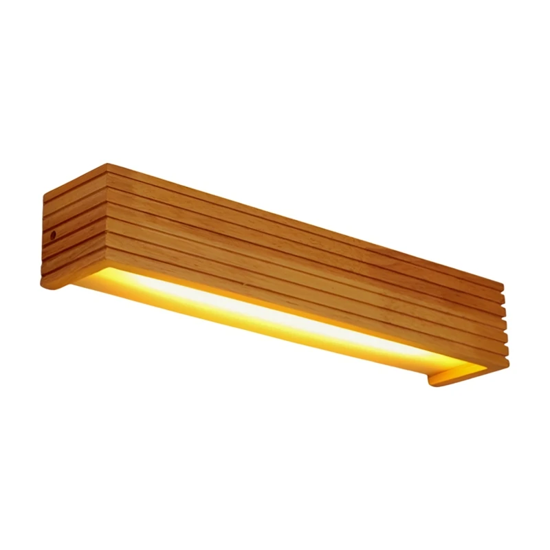 AT51-Solid Wood LED Lamp Bathroom Mirror Cabinet Lamp Bathroom Dressing Table Original Wood Wall