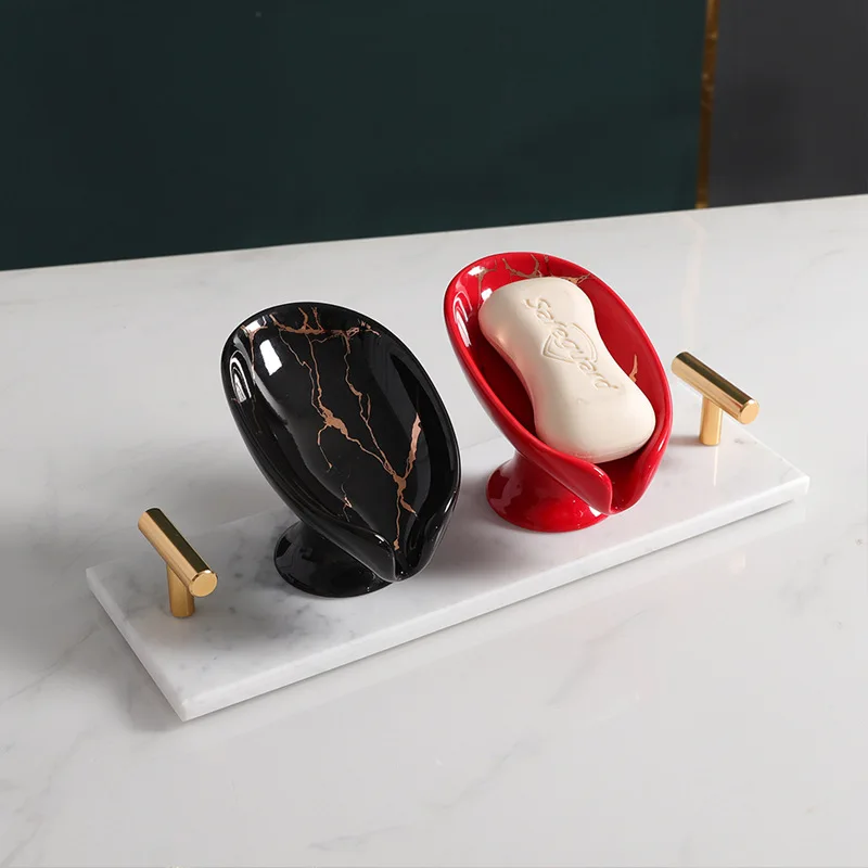 

Leaf Shape Cup Soap dish with drain water For Bathroom Soap Holder Kitchen Sponge Holder Soap container Bathroom Supplies