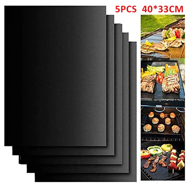 5Db 40*33Cm Grill Szőnyeg Nem Tapadó Bbq Pörkölt Barbecue Sütőfóli Sütőlap Konyha Szerszámok