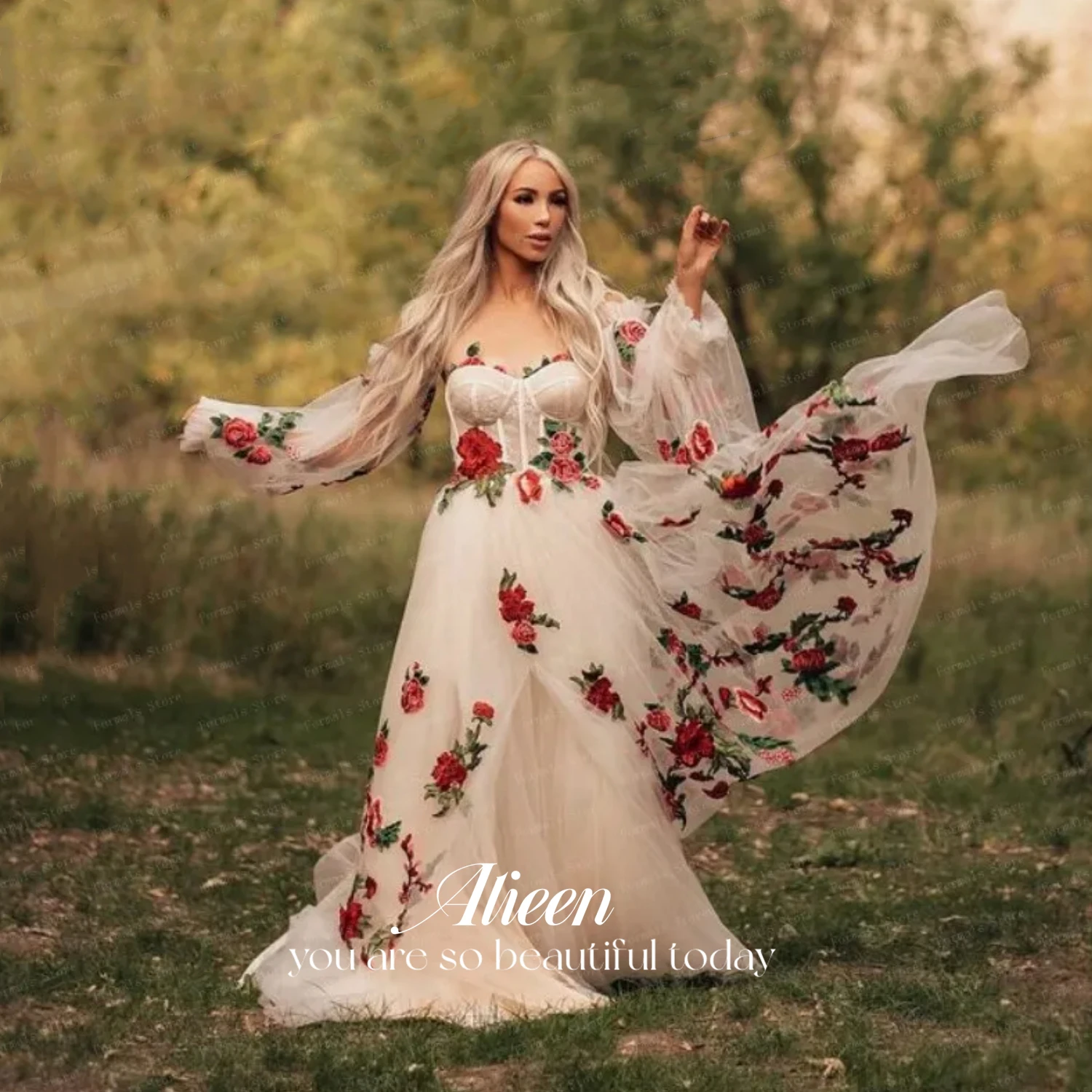 Aileen Embroidered Long Wedding Party Dress Women Elegant Luxury Evening Dresses 2023 Coming of Age Ceremony