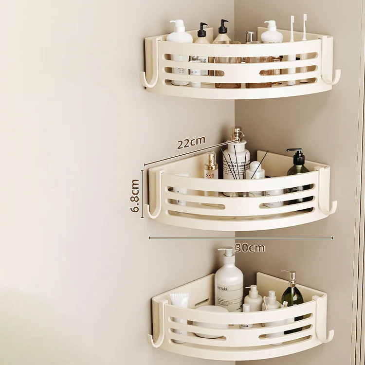 No-Drill Double Layer Bathroom Shelf - Metal Corner Rack for Shampoo and Toiletries