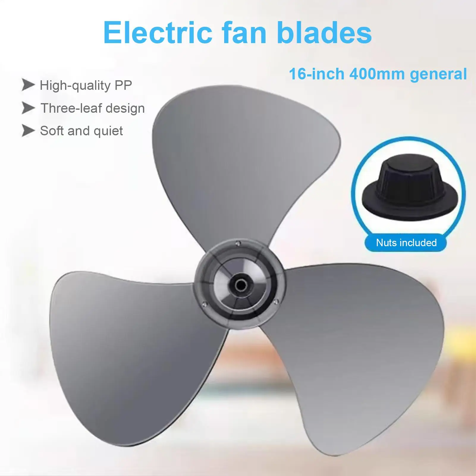 Description Picture 6 of itemPlastic Fan Blade Three Leaves With Nut Cover For Standing Pedestal Fan Three Leaf Accessories Electric Fan Blades fan parts
