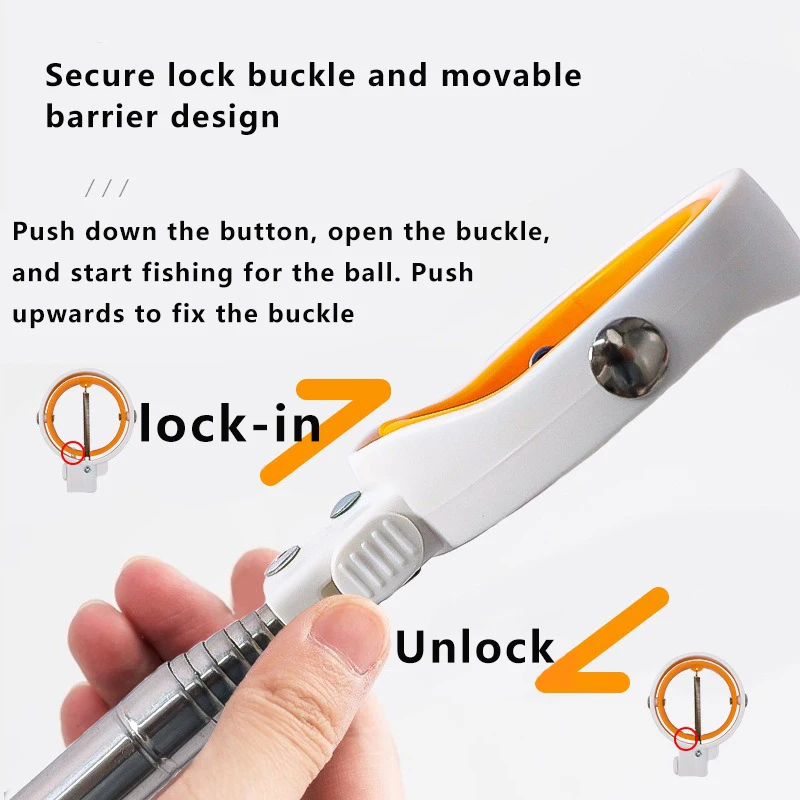 Golf Ball Retriever Golf Ball Pick Up Tools Stainless Steel Shaft Scoop Automatic Locking Picker Portable Golf Ball Catcher