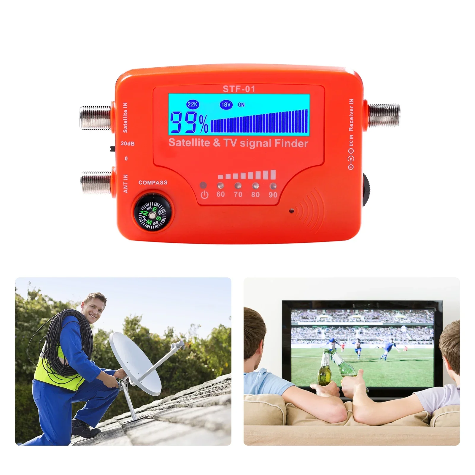 2 in 1 Satellite and TV Signal Finder LCD Digital Satellite Finder Portable Antenna Signal Strength Meter Finding Meter