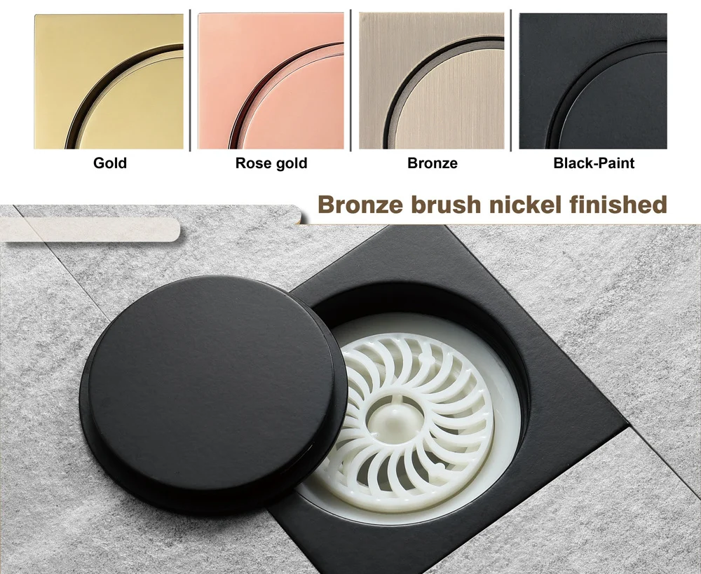 Description Picture 5 of itemShower Rooms Accessorie Electroplated Square Floor Drain Balcony Outdoor Drain Bathroom Renovation Hidden Installation 100X100MM