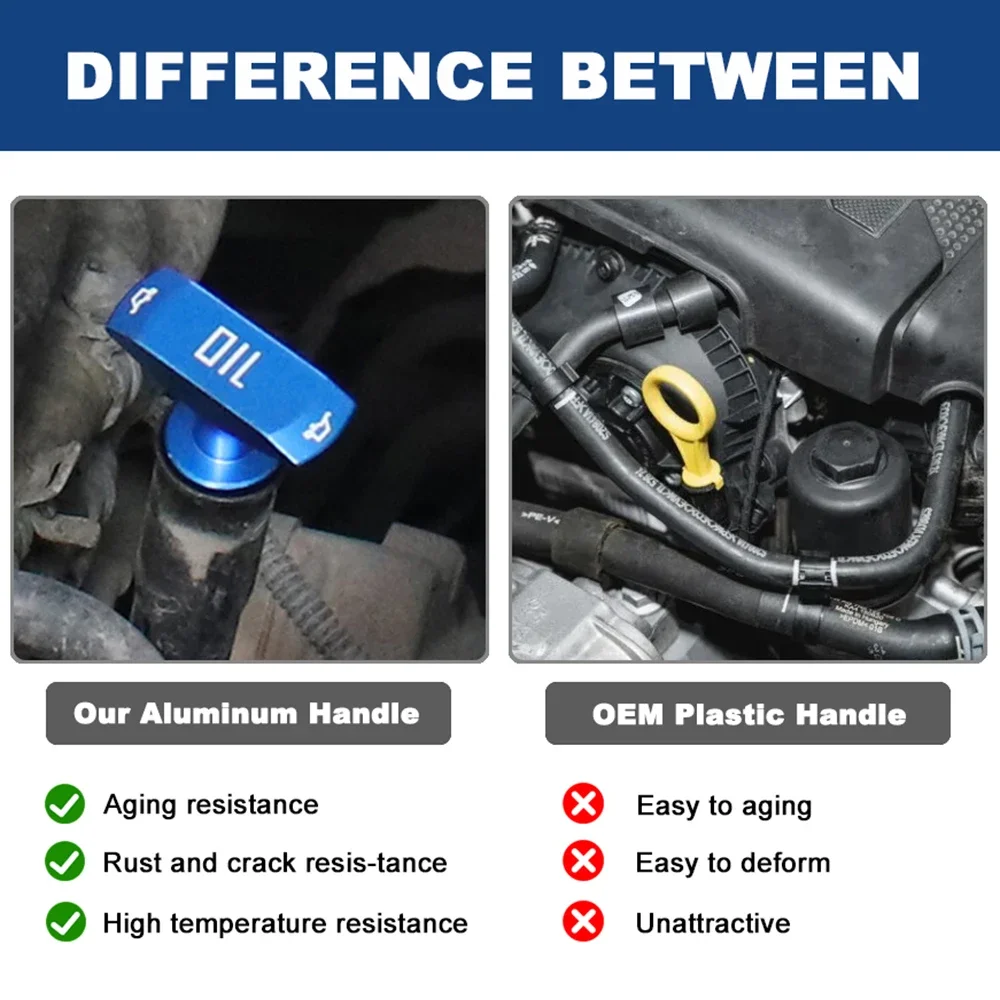 Universal Car Oil Dipstick Pull Handle Engine Oil Pullhandle Aluminum Billet Brand New Automobile Replacement Decoration 6