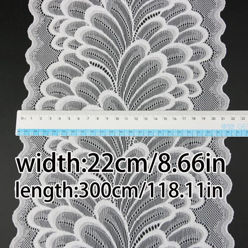 Elegant Elastic Lace Trim - 3 Meters of 22cm Leaf Design for Clothing, Dress Sewing, and Costume Applique