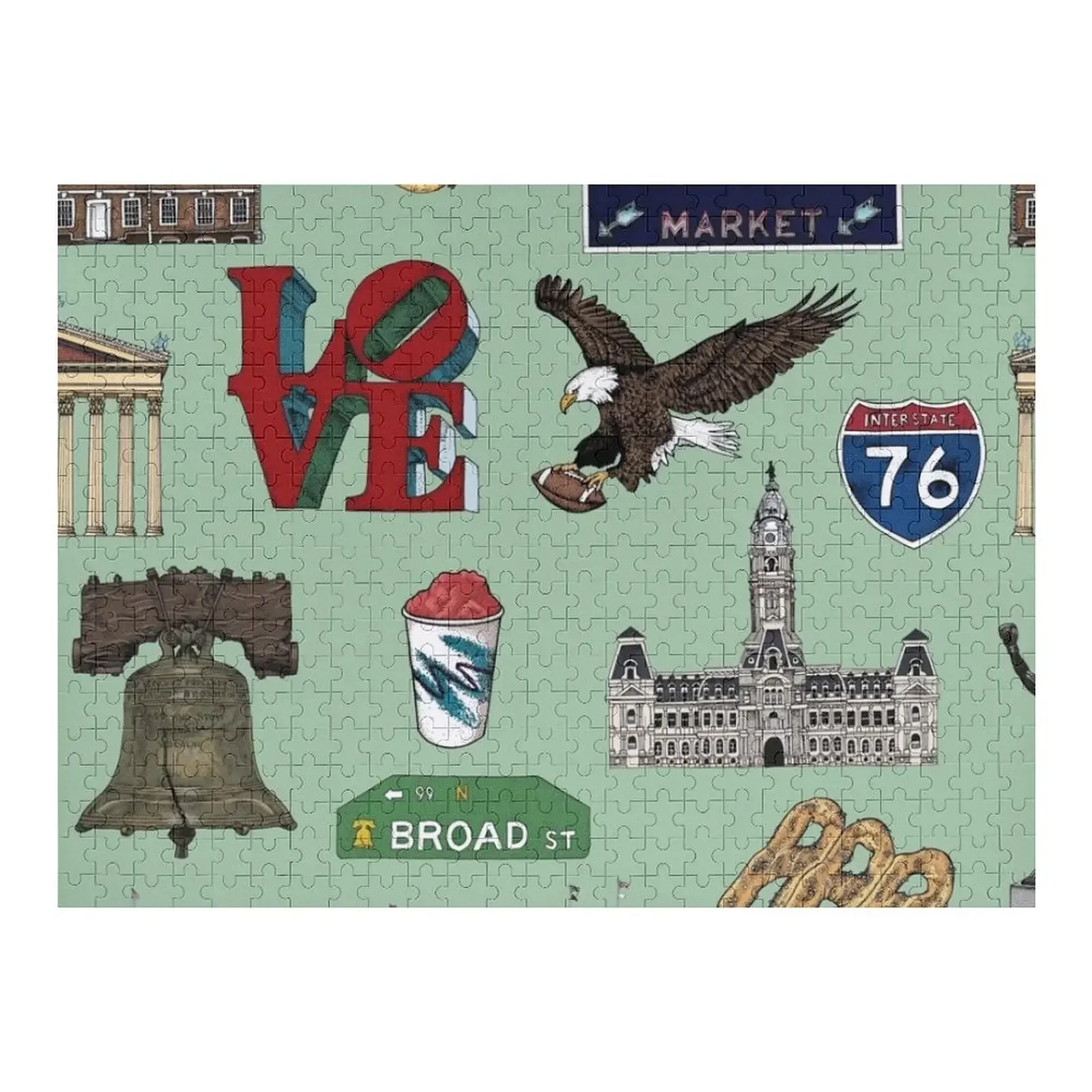 

Philly Pattern - Green Jigsaw Puzzle Game Children Personalized Gift Married Novel Toys For Children 2022 Puzzle