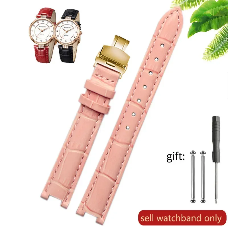 thumbnail image 1 of Correa de reloj de cuero genuino con patrón de bambú y burbujas para mujer Folli Follie, correa de reloj de cuero cóncavo para mujer de 16 mm, 1 of 5