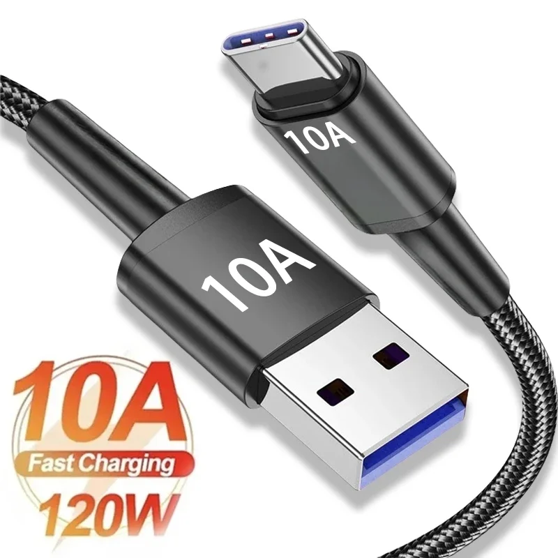Nylon Braided 120W 10A USB-C Fast Charging Data Cable