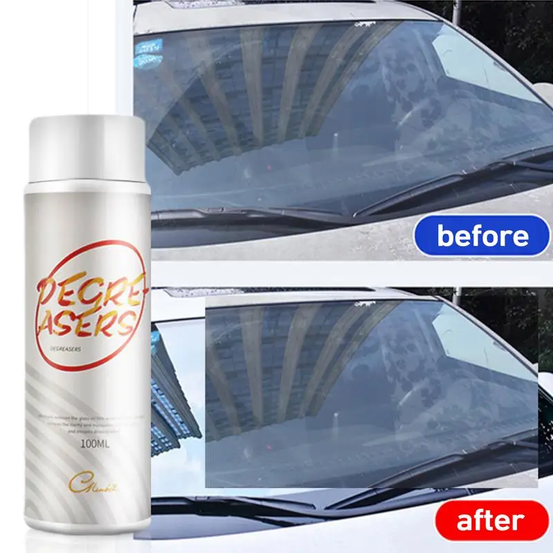 3.38 fl oz Car Glass Oil Film Cleaner Auto Windshield Cleaner Glass Stripper Vehicle Detailing Water Spot Remover Accessories multifunctional car washing mud vehicle detailing cleaner oil film removal mud