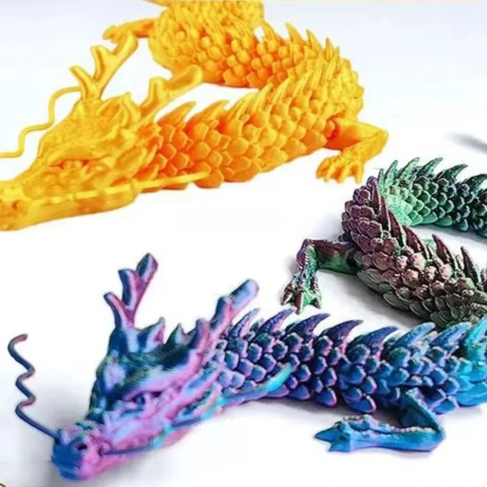 Dragon Ornament 22/30/45cm Luminous 3D Printed Dragon Glow in The Dark Flying Dragon Rotatable Articulated Wing Dragons Home Ornaments