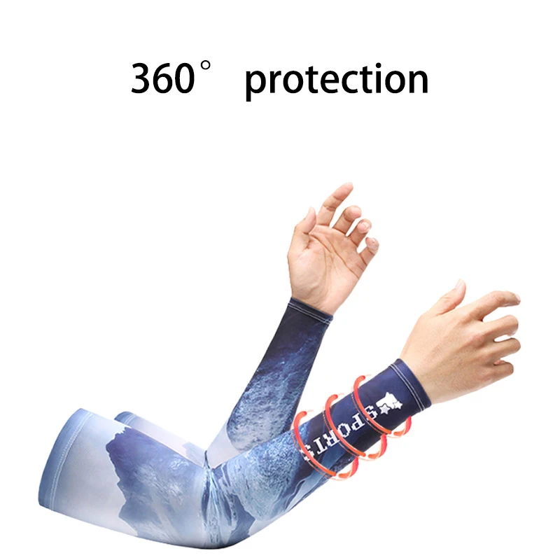 2Pcs Set Summer Ice Silk Cycling Arm Sleeves Breathable Bandana Mask Combination Suit Elastic Cold UV Sun Protection cycling arm sleeves