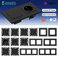 BSEED Zigbee Click Light Switch Part 1/2/3/4Gang 2Way Switch Function DIY Part EU Smart Socket Outlets Plastic Frame Black Color