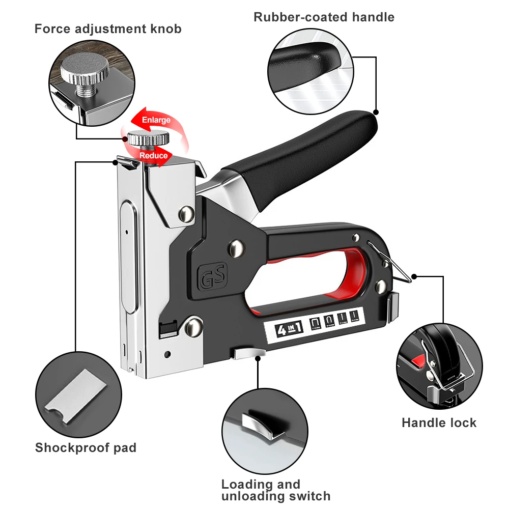Nailing Gun 4 In 1 Manual Nailing Gun Construction Stapler Heavy Duty Air Nail Woodworking Special Staple Book Household DIY 600 Staple