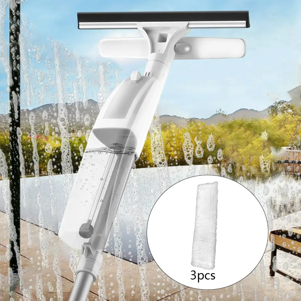 Side Window Cleaner with Water Spray Straight Extension Pole Extendable