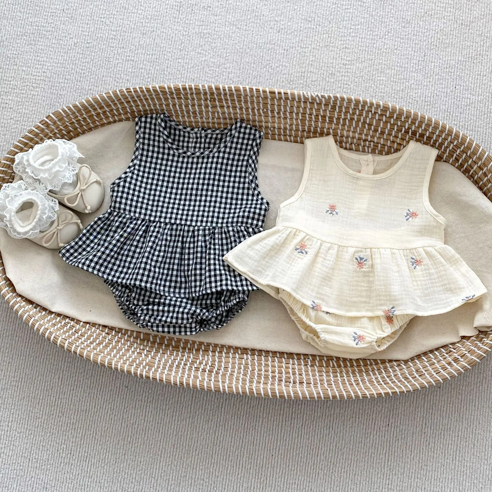 

Baby Clothes Sleeveless Vest Top Shorts Two Piece Set 2024 Summer New Fashion Girl Baby Fresh Cute Soft and Comfortable Suit