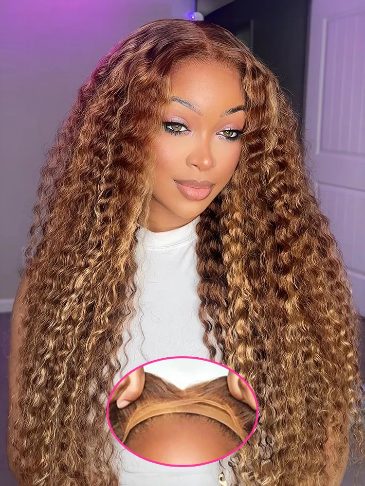 250% Perruque Boucle Cheveux Bresiliens Highlight Ombre Perruque 13×6 Transparent Lace Perruques Vietnamienne Original Perruque Cheveux Humains 100% Perruque Femme Perruque Sans Colle Prêt à vitation Pré-Plumé